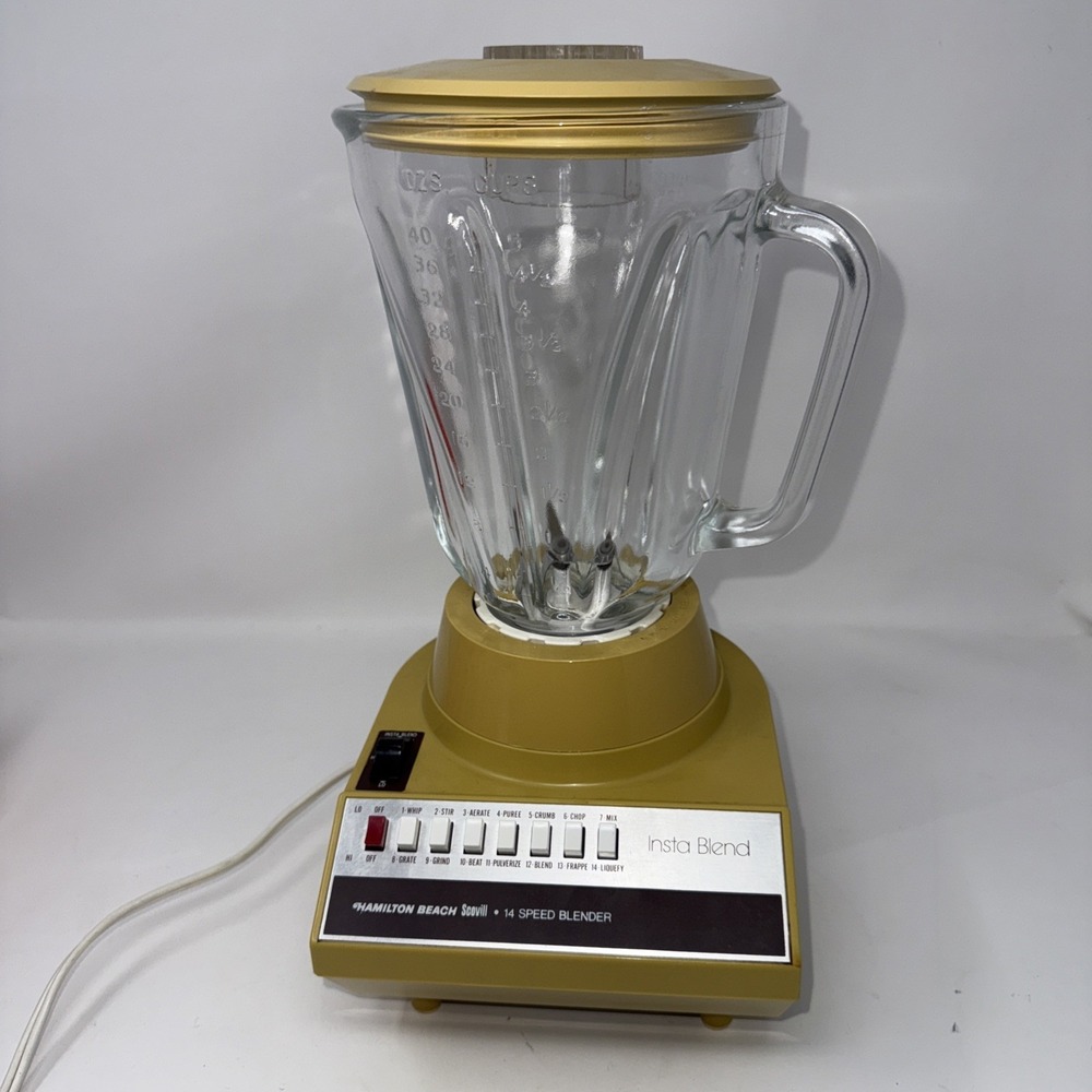 Vintage Harvest Gold Hamilton Beach Scovill Insta Blend 14 Speed Blender 640-4